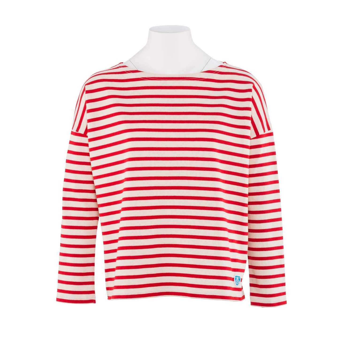 Striped shirt Ecru / Rouge oversized 100% made in France Orcival