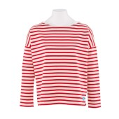 Striped shirt Ecru / Rouge oversized 100% made in France Orcival