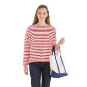 Striped shirt Ecru / Rouge oversized 100% made in France Orcival