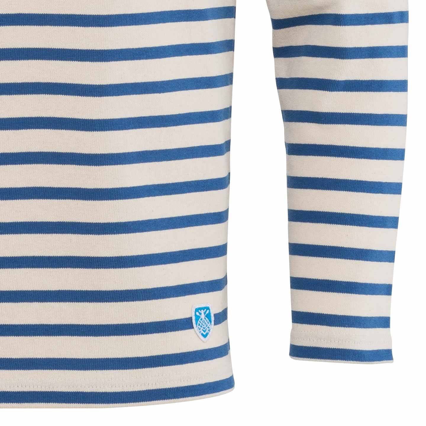 Striped shirt Écru / Indigo unisex 100% made in France Orcival