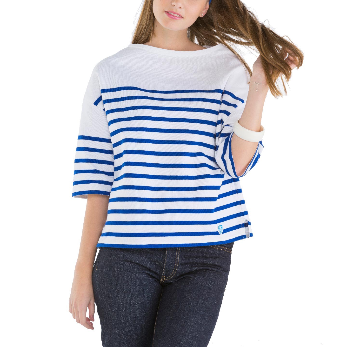 Striped shirt White / Blue Oversize made in France Orcival Marine nationale