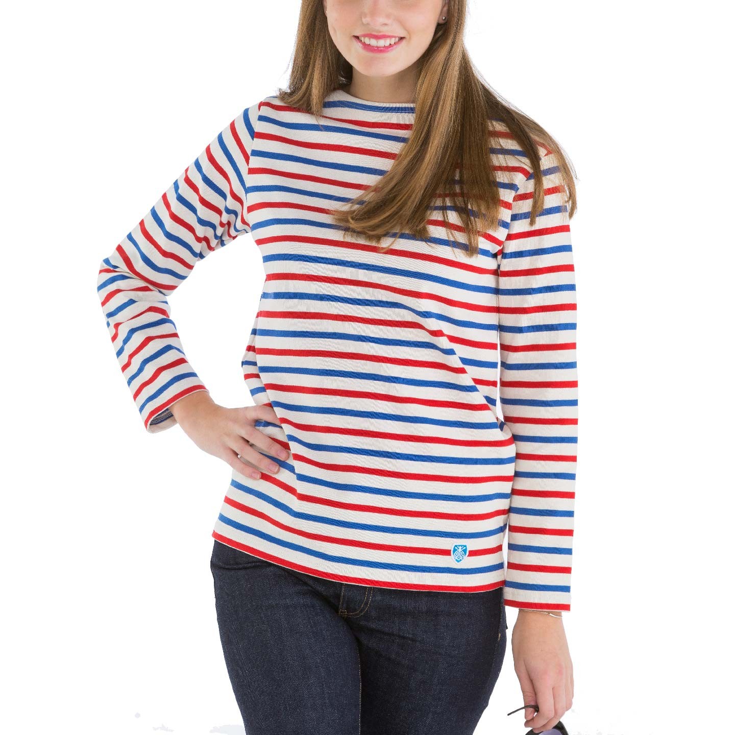 Striped shirt Ecru / Blue / Red mariniere Made in France Orcival France French Flag