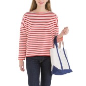 Striped shirt Ecru / Rouge oversized 100% made in France Orcival